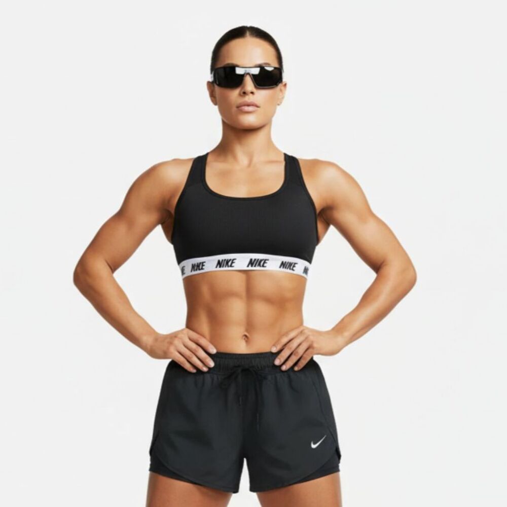 Nike Black & White Double Layer Athletic Sport Shorts & Top 2 Piece SET M